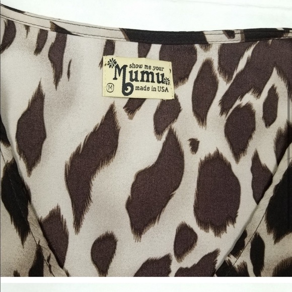 🛍️Show Me Your Mumu Neutral Animal Print Blouse Medium - Picture 4 of 8